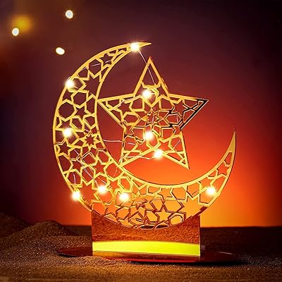 Lampe veilleuse islamique en forme de lune pour la décoration de table