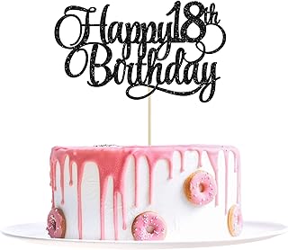 1 pièce de décoration de gâteau d'anniversaire à paillettes numéro 18, dix-huit ans