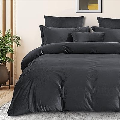 Bedlooms parure de couette en velours charbon cassé 2 pièces housse