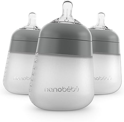 Nano baby flexi biberon en silicone anti-coliques au toucher naturel tétine non pliable