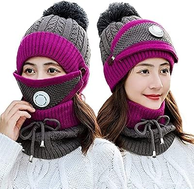 Ensemble bonnet et masque d'hiver pour femmes, en plastique castwave, crâne doux