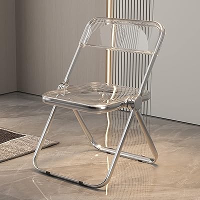 Chaise pliante en acrylique transparent chaise de salon avec cadre chromé