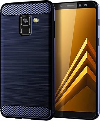 Coque pour samsung galaxy a8 (2018) en fibre de carbone brossée, motif à