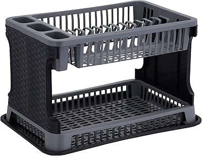 Égouttoir à vaisselle royalford à 2 niveaux en bambou, multicolore, rf10117