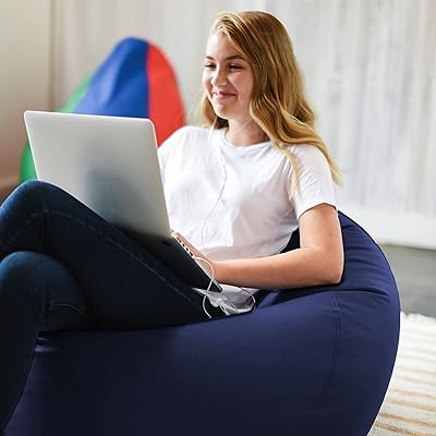 Fauteuil poire en coton pour adultes, longueur 90 cm x largeur, couleur bleu