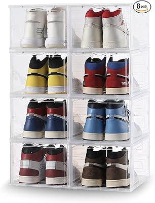 Boîte de rangement pour chaussures de bébé, lot de 8, boîte à chaussures empilable en plastique transparent, devant rabattable avec couvercles, organisateurs de chaussures et conteneurs pour hommes/femmes, facile à assembler (transparent), yly2046-tm. Toutes les catégories, tous les prix sur Diaytar