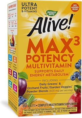 Nature's whey alive! multivitamine max3, soutient le métabolisme énergétique quotidien*, sans fer ajouté