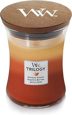 Bougie triple sablier moyenne confort d'automne à mèche en bois, 9,6 oz