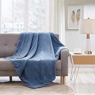 Petite couverture réversible légère et ultra douce en fausse fourrure pour lit ou canapé en toutes saisons (bleu, 60" x 80"). Faites-vous plaisir sans culpabiliser avec Diaytar