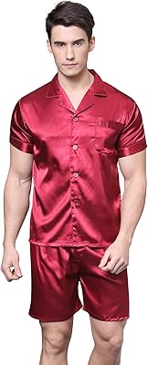 Ensemble pyjama en satin à manches courtes et short pour homme