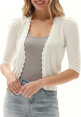 Cardigan court en tricot pour femmes pour robes et hauts boutonné, léger