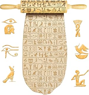 Rouleau à pain pour la cuisson avec motif hiéroglyphique gravé 15 pouces, ustensiles