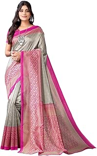 Sari satrani en soie et polyester imprimé pour femme avec chemisier non cousu