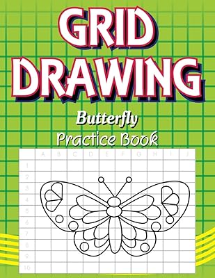 Livre de pratique dessin de papillons en grille : images attrayantes étape