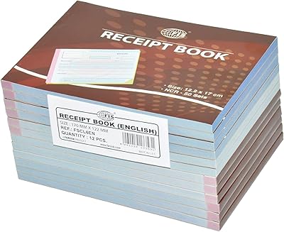 Carnet de reçus fis 12 pièces (anglais) 122x170 mm, 50 jeux - fscl6en