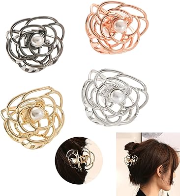 Pinces à cheveux à fleurs roses pour femmes, 1,4 pouces, mini pinces à