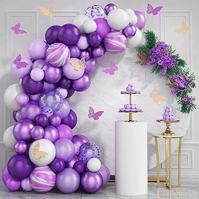 Décorations d'anniversaire papillon violet pour filles et femmes, fournitures de fête prénatale, mariage