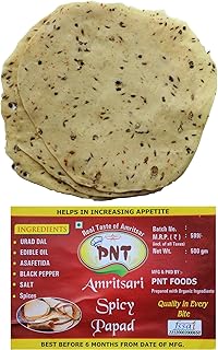 Pnt amritsari papad croustillant fait à la main (poivre épicé, 500 g)