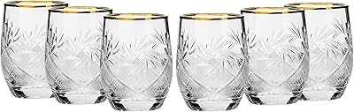 Lot de 6 verres russes shot cut en or 24 carats