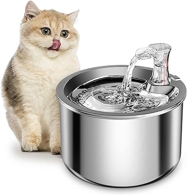 Fontaine d'eau automatique proton pet en acier inoxydable, 2 l/67 oz