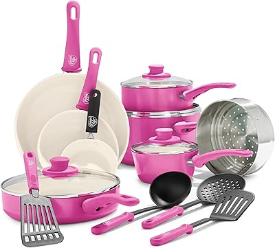 Ensemble de batterie de cuisine et casseroles antiadhésives en céramique green life