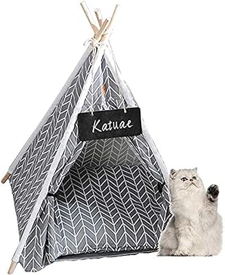 Cataway grande tente pour animaux de compagnie en tissu doux et respirant, lit portable amovible pour chien et chat avec oreiller pour chats, chiots, chiens, animaux de compagnie (flèche grise). Diaytar : Le discount nouvelle génération au Sénégal
