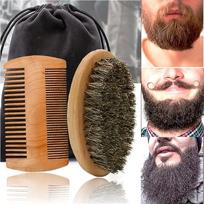 U-home ensemble brosse à barbe et peigne pour hommes kit de soins
