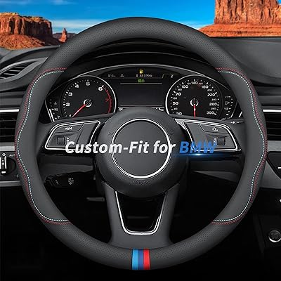 Couvre-volant bmw en racine de cerf, couvre-volant de voiture en cuir de luxe