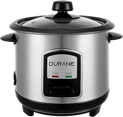 Cuiseur à riz électrique duran, 800 ml, fonctions cuisson/réchauffement, acier inoxydable et couvercle