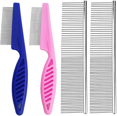 Ensemble de 4 peignes de toilettage professionnels pour animaux de compagnie, peignes