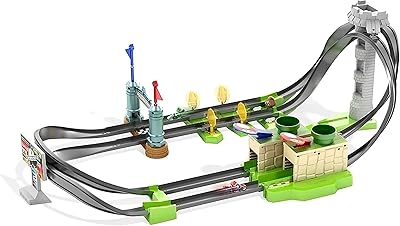 Ensemble de lumières de circuit mario kart hot wheels avec véhicule moulé sous