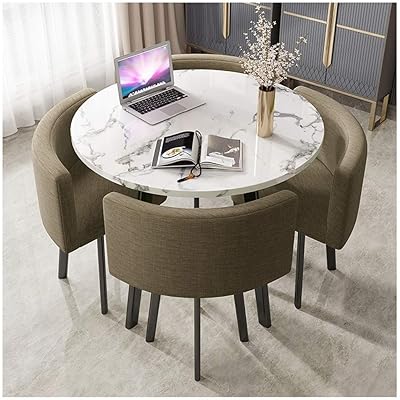 Holbo - table à manger ronde design en marbre de 90 cm d'urg