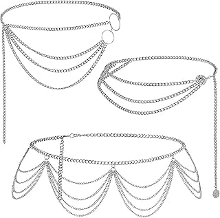 Hikerer 3 pièces chaîne de ventre multicouche, chaîne de taille en métal