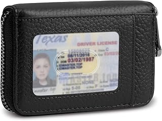 Porte-carte de crédit, portefeuille en cuir à fermeture éclair, portefeuille avec blocage rfid