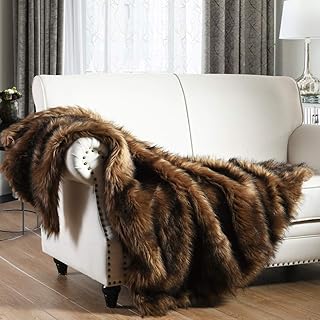 Couverture de luxe en fausse fourrure de velours longue marron avec bordure