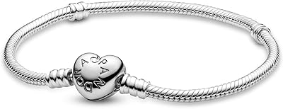 Bracelet à breloques chaîne serpent avec fermoir cœur moments jewelry en argent sterling, métal, zircone cubique. Diaytar : L'e-commerce généraliste qui met le discount à l'honneur