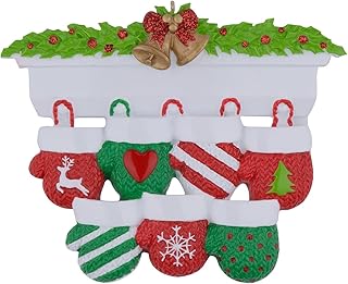 Gant personnalisé famille de 7 ornements d'arbre noël 2022 coffret