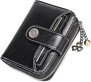 Mini portefeuille en cuir véritable avec blocage rfid pour femme, portefeuille à deux