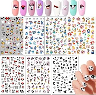 7 feuilles d'autocollants pour ongles 3d de dessin animé mignon, autocollants pour ongles