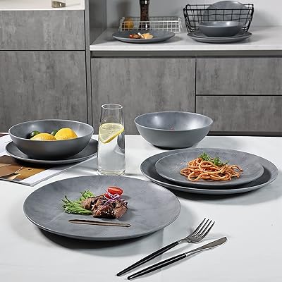 Ensemble d'assiettes et de bols incassables, service de table en mélamine pour repas