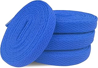 Lacets de chaussures de sport plats colorés (bleu) 2 paires 45 pouces