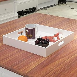 Plateau de service à thé en bois mdf onlashopy, blanc