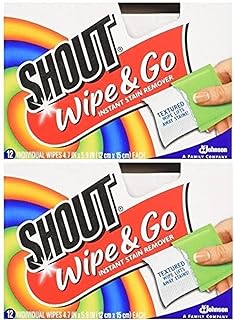 Lingettes humides shout - lingettes de traitement des taches portables, paquet de 2