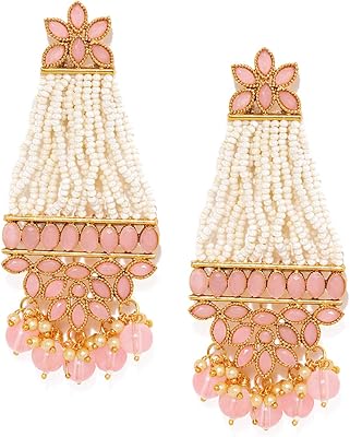 Zafiri pearls boucles d'oreilles pendantes en métal non précieux plaqué or 22 carats