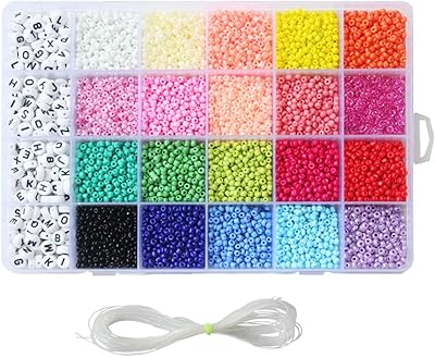 Ecv 3300 pièces de perles de rocaille pour la fabrication de bijoux multicolores avec perles de lettres pour les arts, l'artisanat et les fournitures de fabrication de cadeaux. Diaytar : Des offres irrésistibles chaque jour
