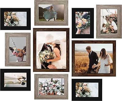 Ensemble de cadres muraux luckylife, ensemble de 10 cadres photo assemblés pour mur