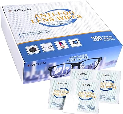 Lingettes anti-buée pour lunettes, 200 pièces emballées individuellement, lingettes nettoyantes anti-buée pour écran
