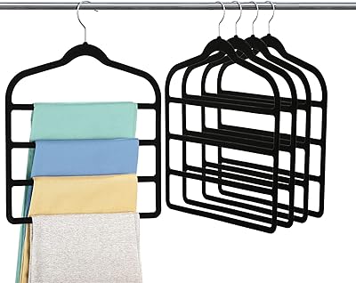 Cintre pour pantalons antidérapant, peu encombrant, bras oscillant multicouche, en velours, 4 couches