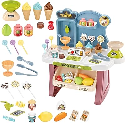 Mepigen ensemble de jeu de bonbons 33 pièces jouet avec 3 glaces sucettes