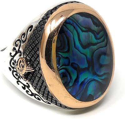 Bague pour homme en argent sterling 925 du sultan ornée de perles bleues